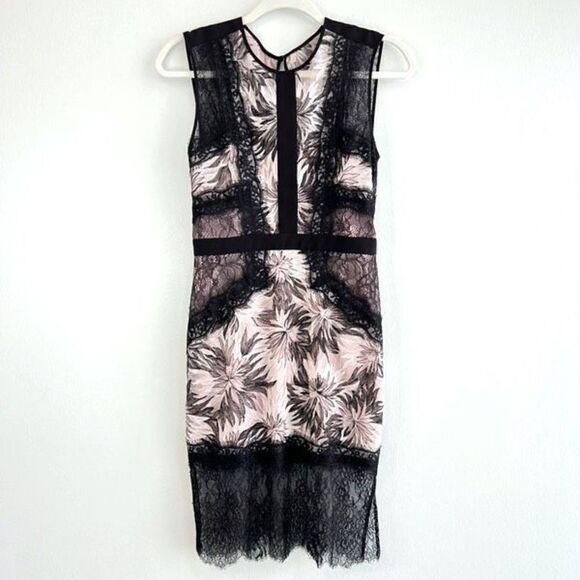 Bcbg Max Azria Shawna Sleeveless Lace Applique Mini Dress Women’s Size 0 Elegant - Picture 3 of 15